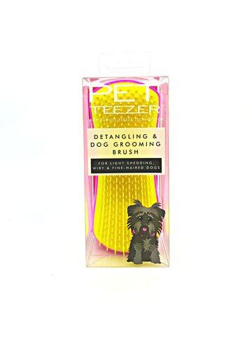 TT143 Pet Teezer Detangling-Shedding & Dog Grooming Brush Pink and Yellow-1